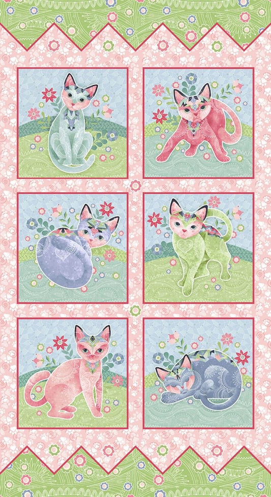 Fancy Cats by Nancy Archer 24" Panel 5300PS-26 Cotton Woven Panel