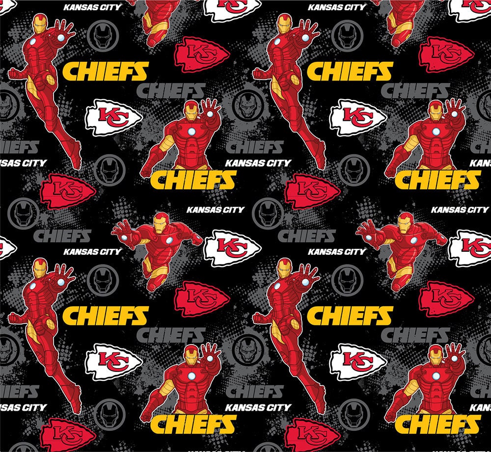 Licensed NFL Marvel Mash Up 70397-D Chiefs/Iron Man Cotton Woven Fabric