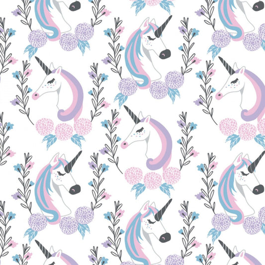 Enchantment by Brooke Glaser Elegant Unicorns White 77190101-1 Cotton Woven Fabric