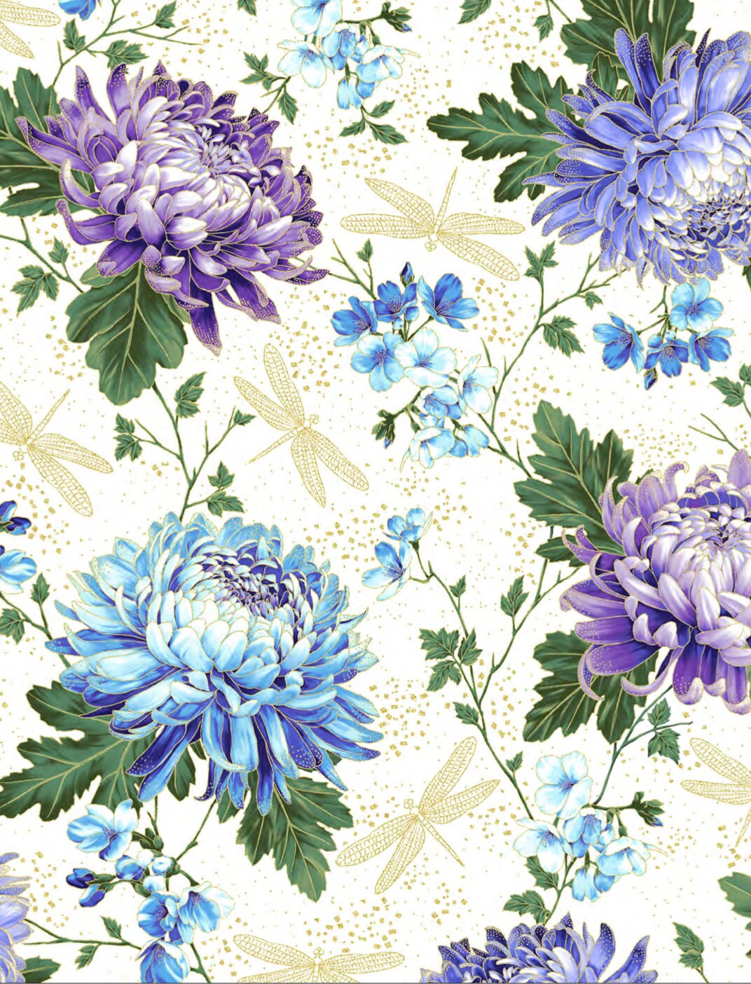 Graceful Garden S7730-222G-Hydrangea-Gold Cotton Woven Fabric