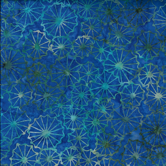 Murano Batiks 1183-75 Med. Blue Packed Floral Cotton Woven Fabric