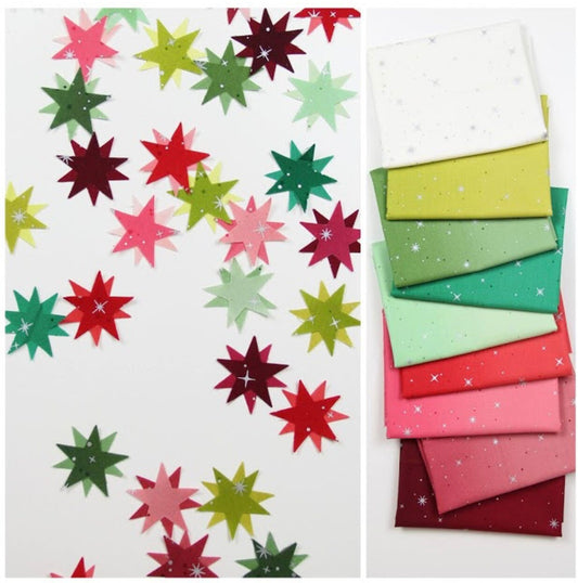 Ombre Fairy Dust by V & Co. 1/2 Yard bundle of 9 "Christmas" Colors 10871HYMC Factory Precut Cotton Woven