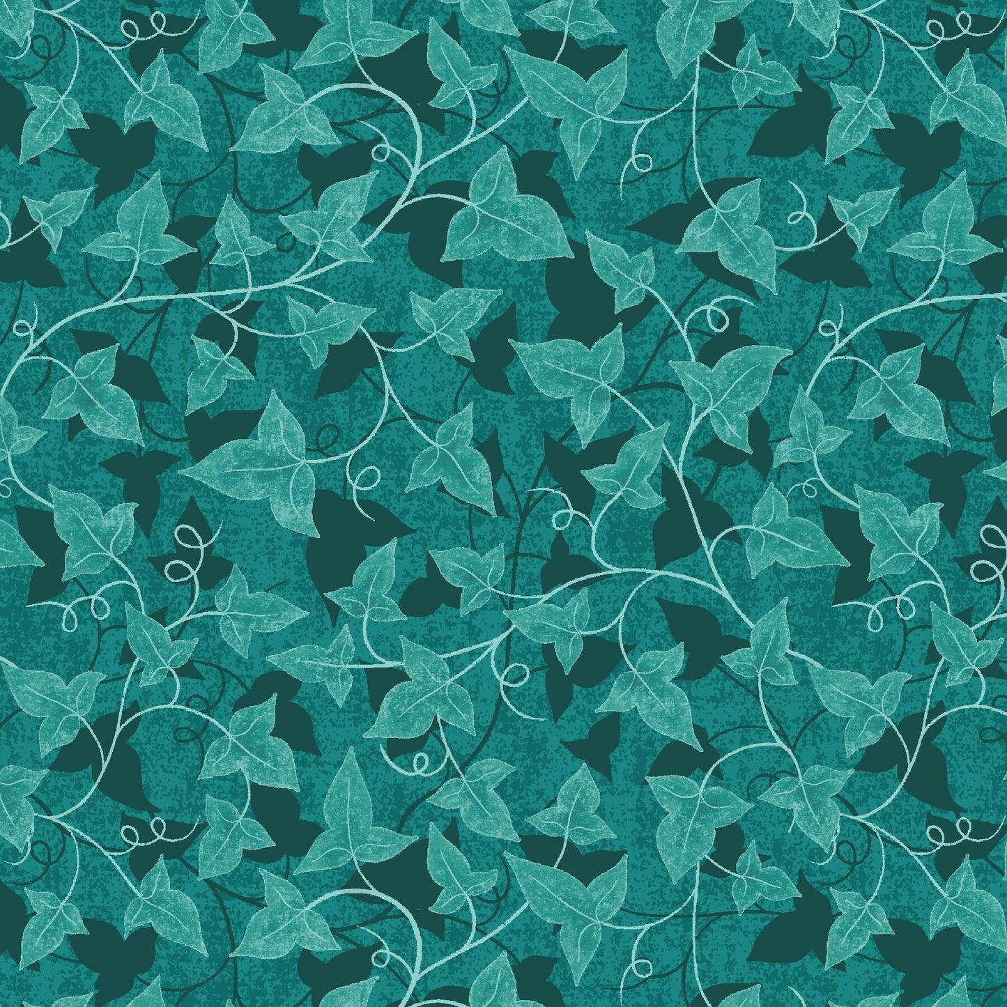 Owl Prowl by Suzy Taylor 1136-67 Teal Tonal Leaf Digitally Printed Cotton Woven Fabric