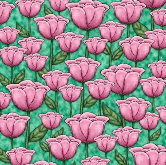 Truly Gorjuss for Santoro Tulips Mint 27799H Cotton Woven Fabric