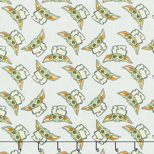 Licensed Star Wars The Mandalorian Grey Tossed Baby Yoda 73800104JAS Cotton Woven Fabric