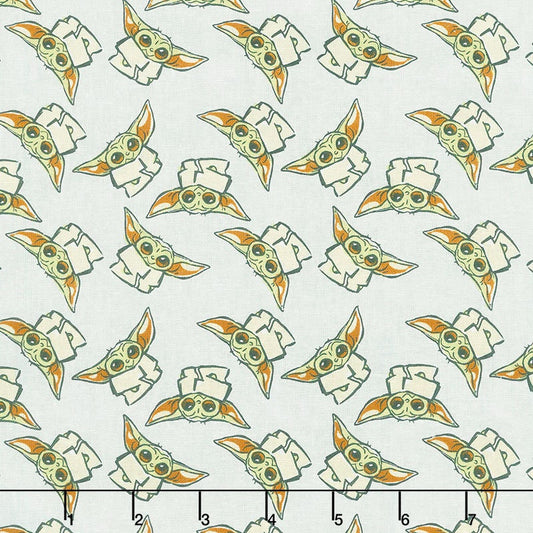 Licensed Star Wars The Mandalorian Grey Tossed Baby Yoda 73800104JAS Cotton Woven Fabric