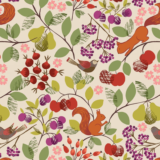 The Orchard Orchard on Natural A495.1 Cotton Woven Fabric