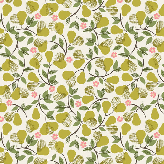 The Orchard Pears on Cream A498.1 Cotton Woven Fabric