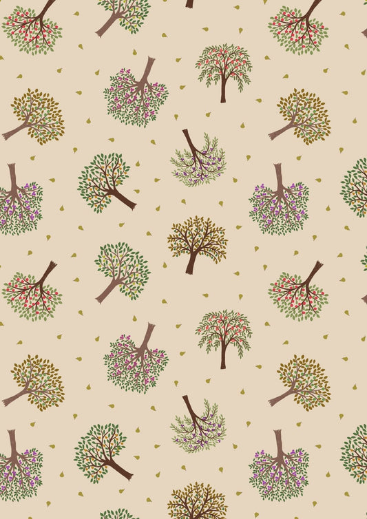 The Orchard Trees on Natural A497.1 Cotton Woven Fabric