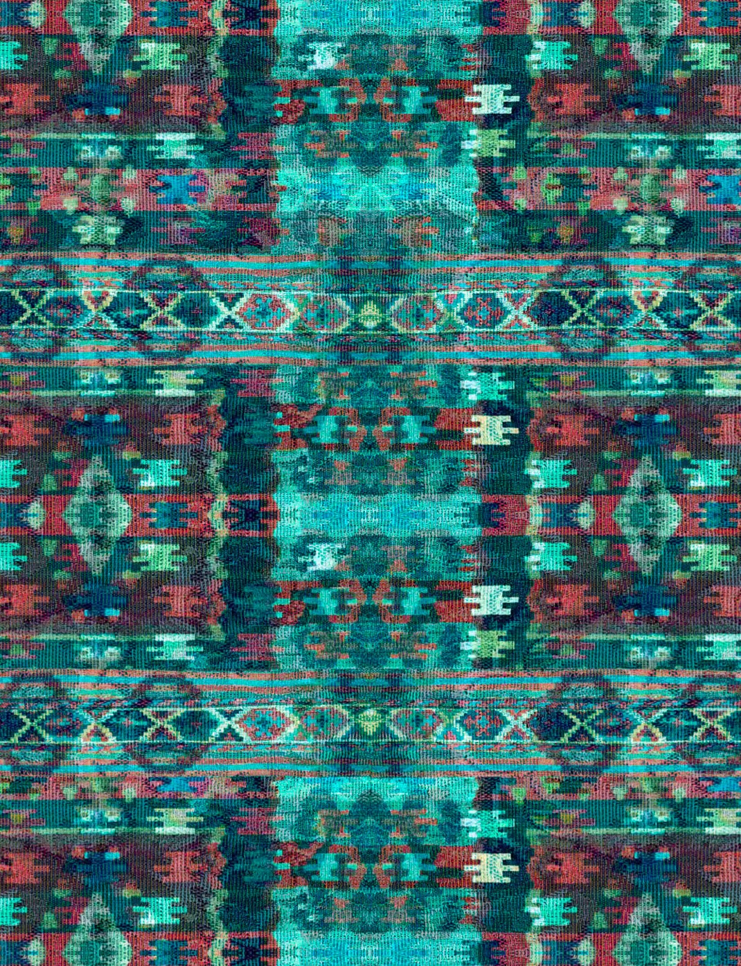 Bohemian Blends Aztec S4780-21-Teal Cotton Woven Fabric