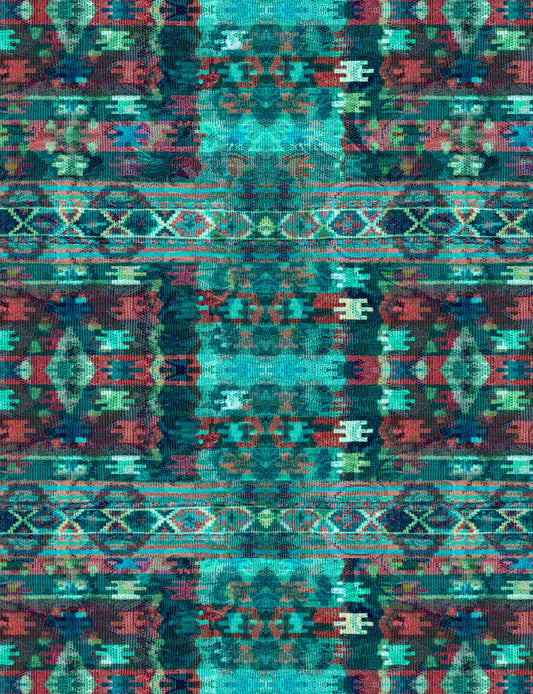 Bohemian Blends Aztec S4780-21-Teal Cotton Woven Fabric