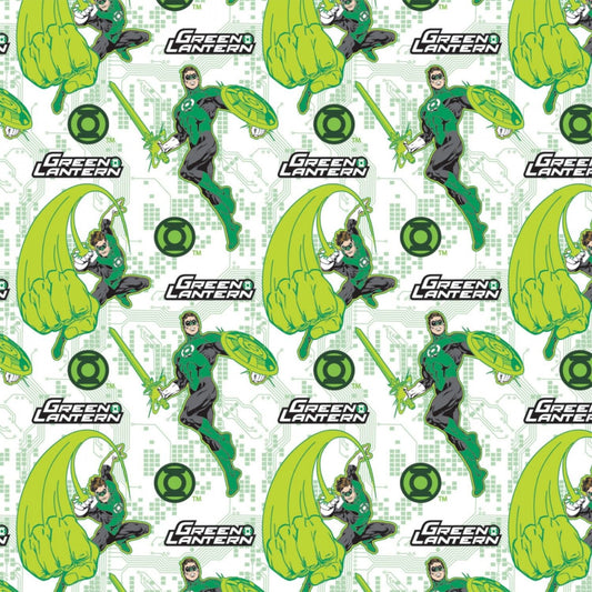 Licensed Green Lantern Fear Nothing White 23400816-1 Cotton Woven Fabric