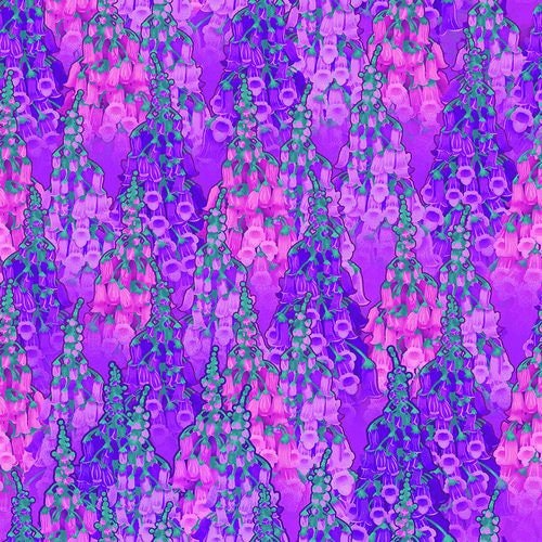 Summer Night Soiree Salt Meadow Studios Flowers Purple/Pink 9203-55 Glow in the Dark Cotton Woven Fabric