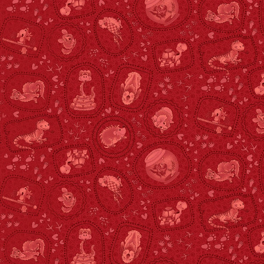 Rescued and Loved Tonal Small Critter Red 9395-88 Cotton Woven Fabric