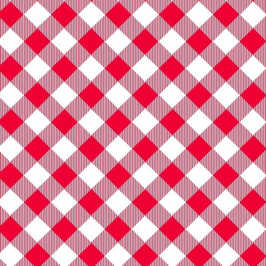 Priscilla's Pretty Plaids by Priscilla Blain Red/White Bias Buffalo Check 9300-8 Cotton Woven Fabric