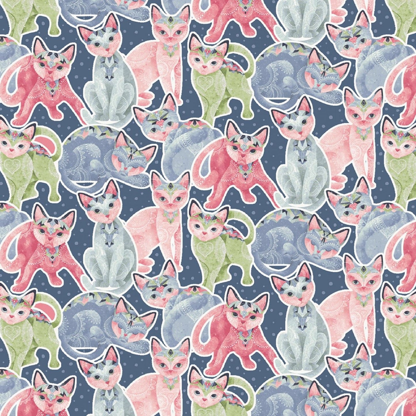 Fancy Cats by Nancy Archer Packed Cats 5293S-72 Cotton Woven Fabric