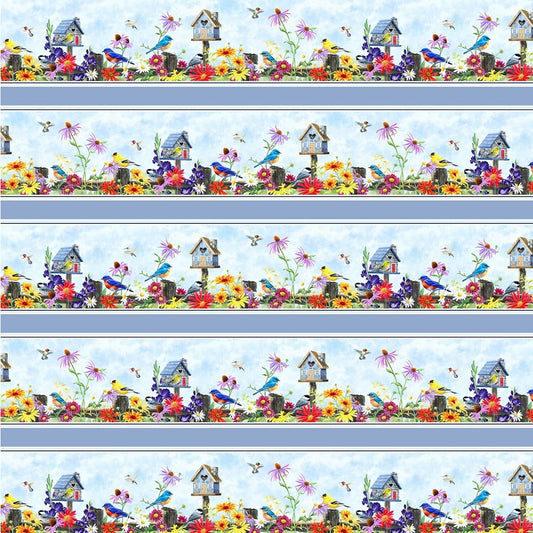 Song Birds by Abraham Hunter Stripe SONB4321-MU Digitally Printed Cotton Woven Fabric