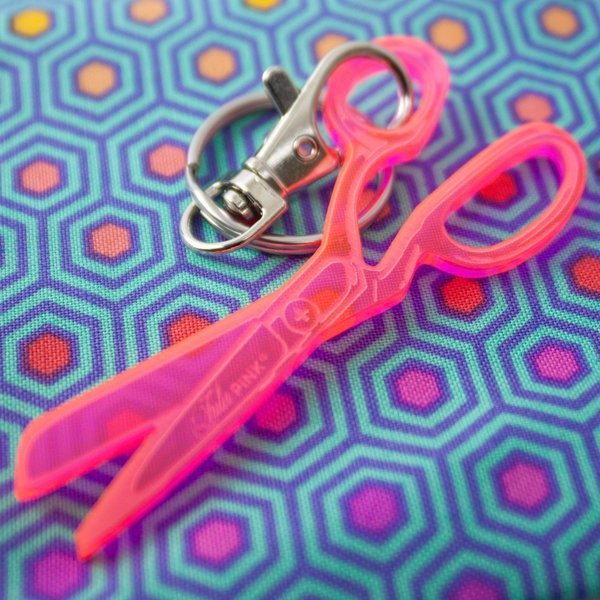 Tula Pink Acrylic Keychain Set Includes 1 of each keychains Cat, Swallow, Sewing Machine & Scissors