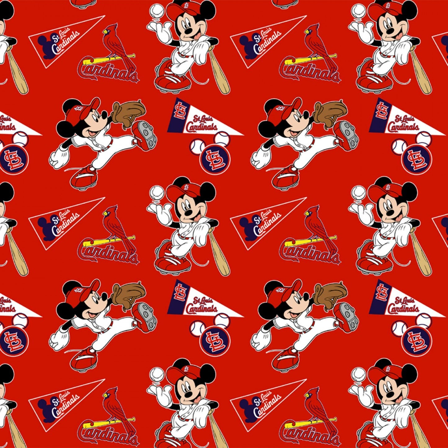 Licensed MLB Disney Mash Up St Louis Cardinals 60343-B Cotton Woven Fabric