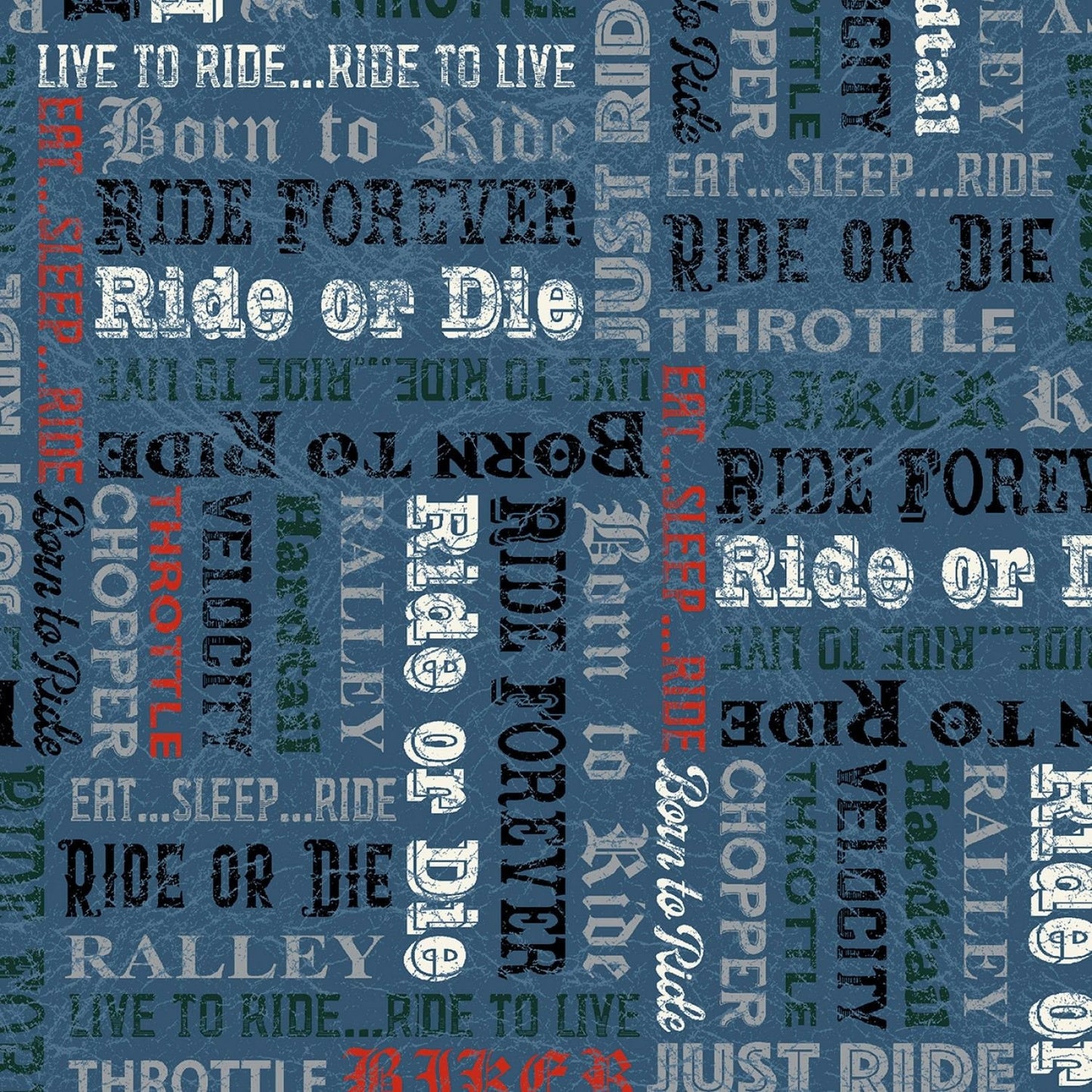 Born to Ride by Whistler Studios Words Denim 52243-4 Cotton Woven Fabric