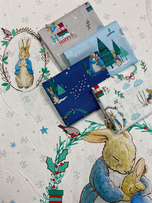 LAST PIECE 1 yard 34 inches Licensed Peter Rabbit Christmas by Beatrix Potter Letters 2613-D3 Digitally Printed Cotton Woven Fabric