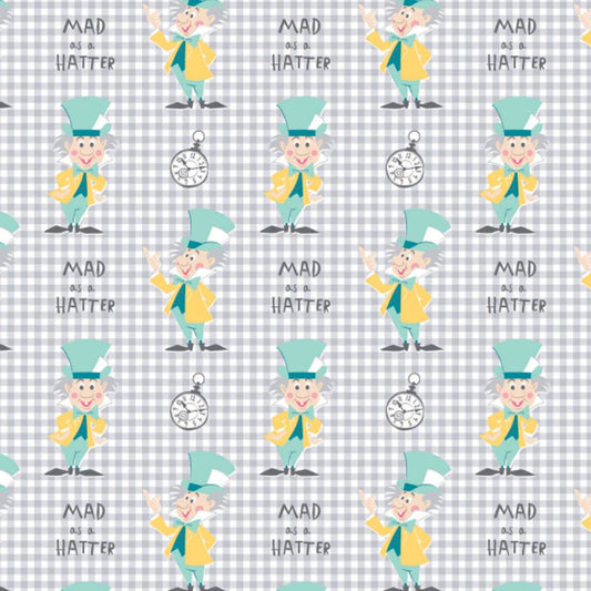 Licensed Alice in Wonderland 2 Mad as a Hatter Gray 85020205-1 Cotton Woven Fabric