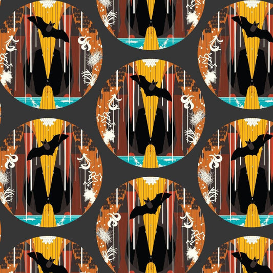 Charley Harper Halloween Bat Cave CH-154 Cotton Woven Fabric