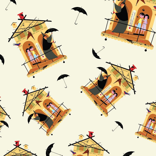 Charley Harper Halloween Fair Weather Friends CH-155 Cotton Woven Fabric