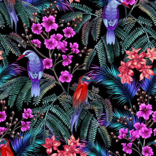 Tropical Gardens by Katya Rozz Tropical Birds TROG4302-MU Cotton Woven Fabric