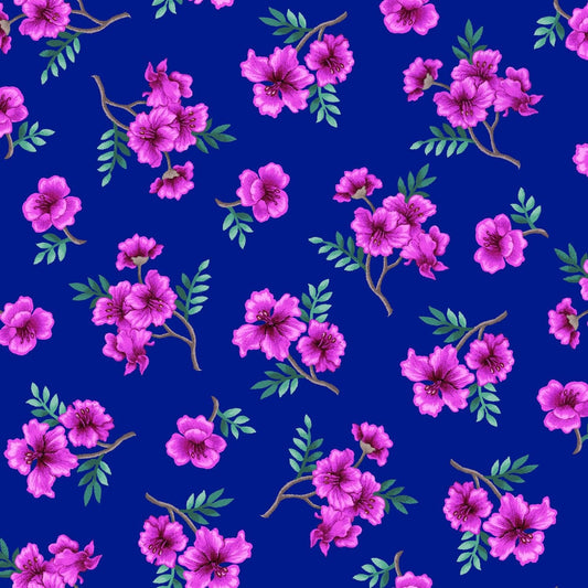 Tropical Gardens by Katya Rozz Small Floral Blue TROG4305-B Cotton Woven Fabric