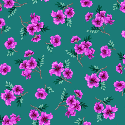 Tropical Gardens by Katya Rozz Small Floral Green TROG4305-GG Cotton Woven Fabric