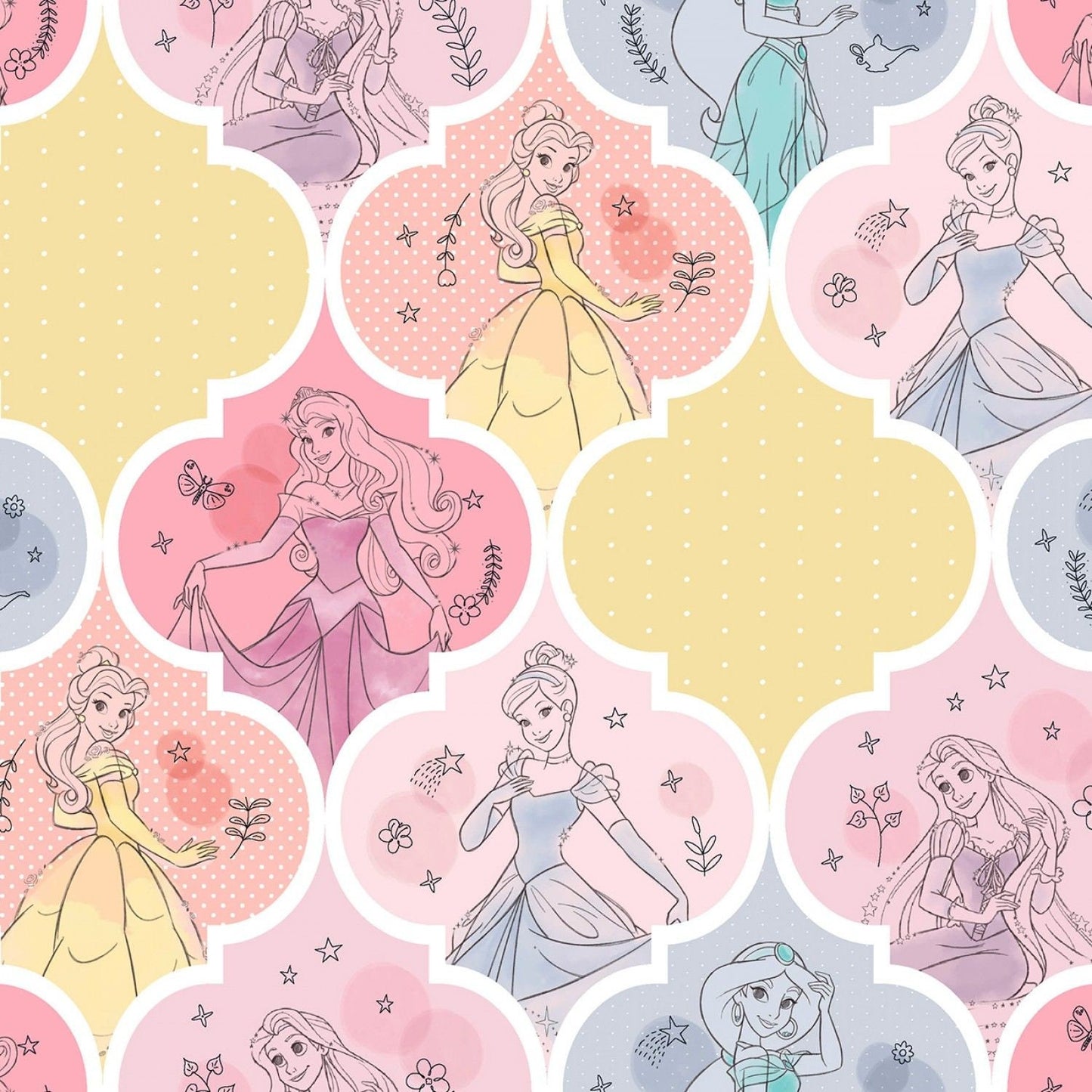 Licensed Disney Pretty Princess Patch 71441A620715 Cotton Woven Fabric