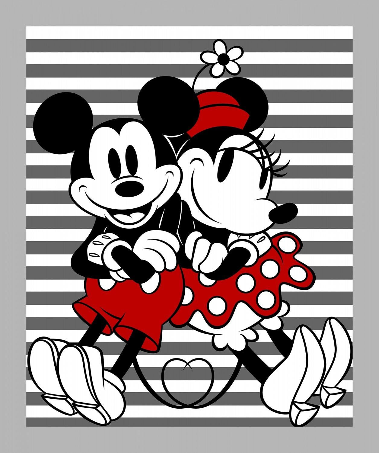 Licensed Disney 36" Panel Mickey & Minnie Stripe 681606510715 Cotton Woven Panel