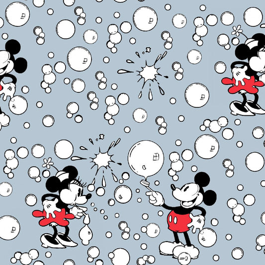 Licensed Disney Mickey Minnie Vintage Bubbles 734476510715 Cotton Woven Fabric