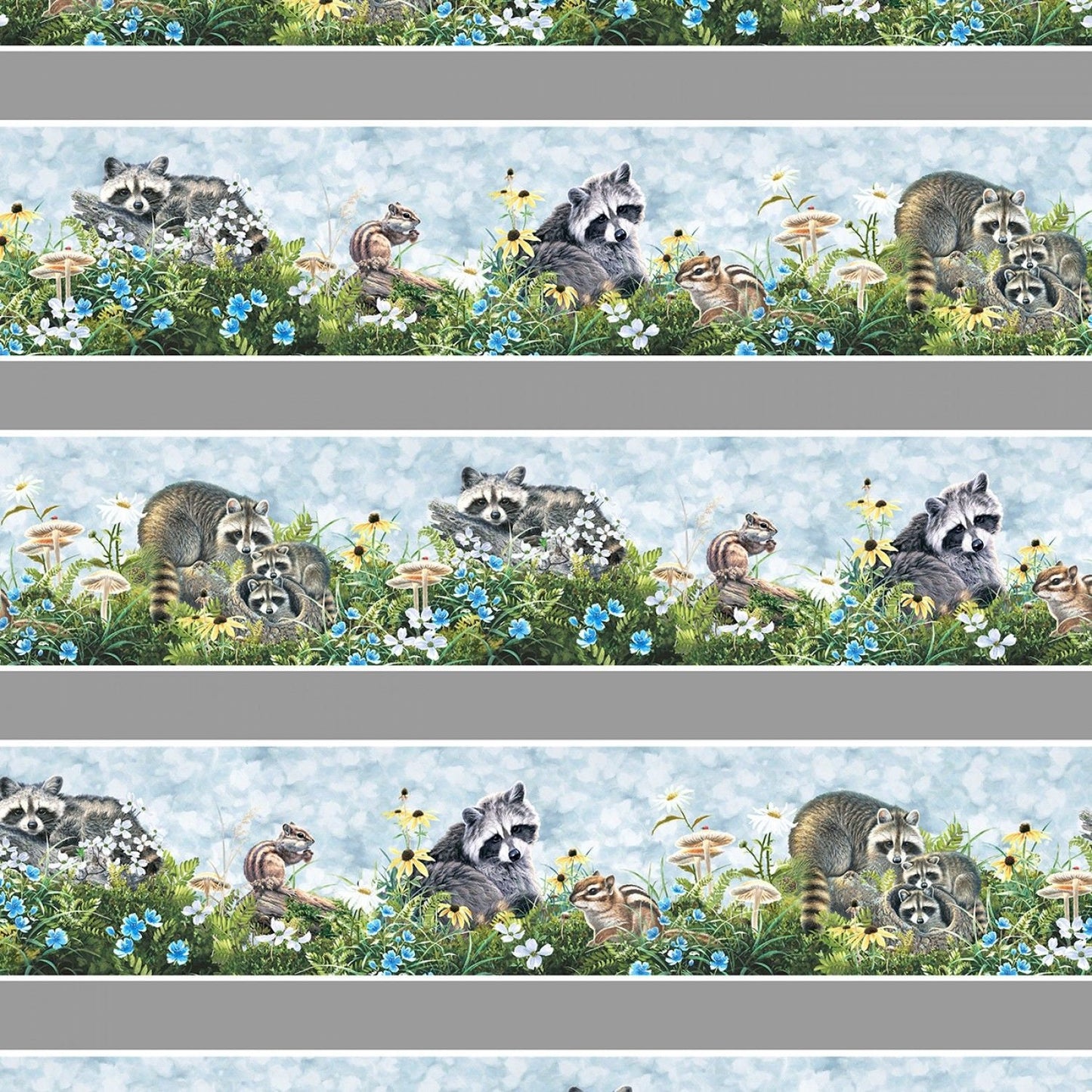 Last Piece 1 yard 16 inches Forest Friends by Abraham Hunter Stripe FORF4325-MU Digitally Printed Cotton Woven Fabric