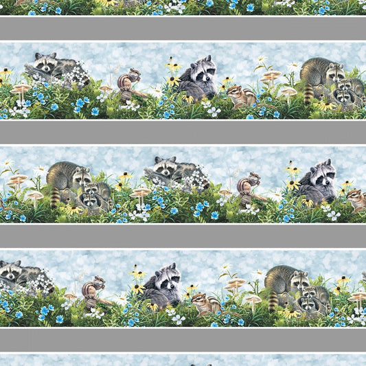 Last Piece 1 yard 16 inches Forest Friends by Abraham Hunter Stripe FORF4325-MU Digitally Printed Cotton Woven Fabric