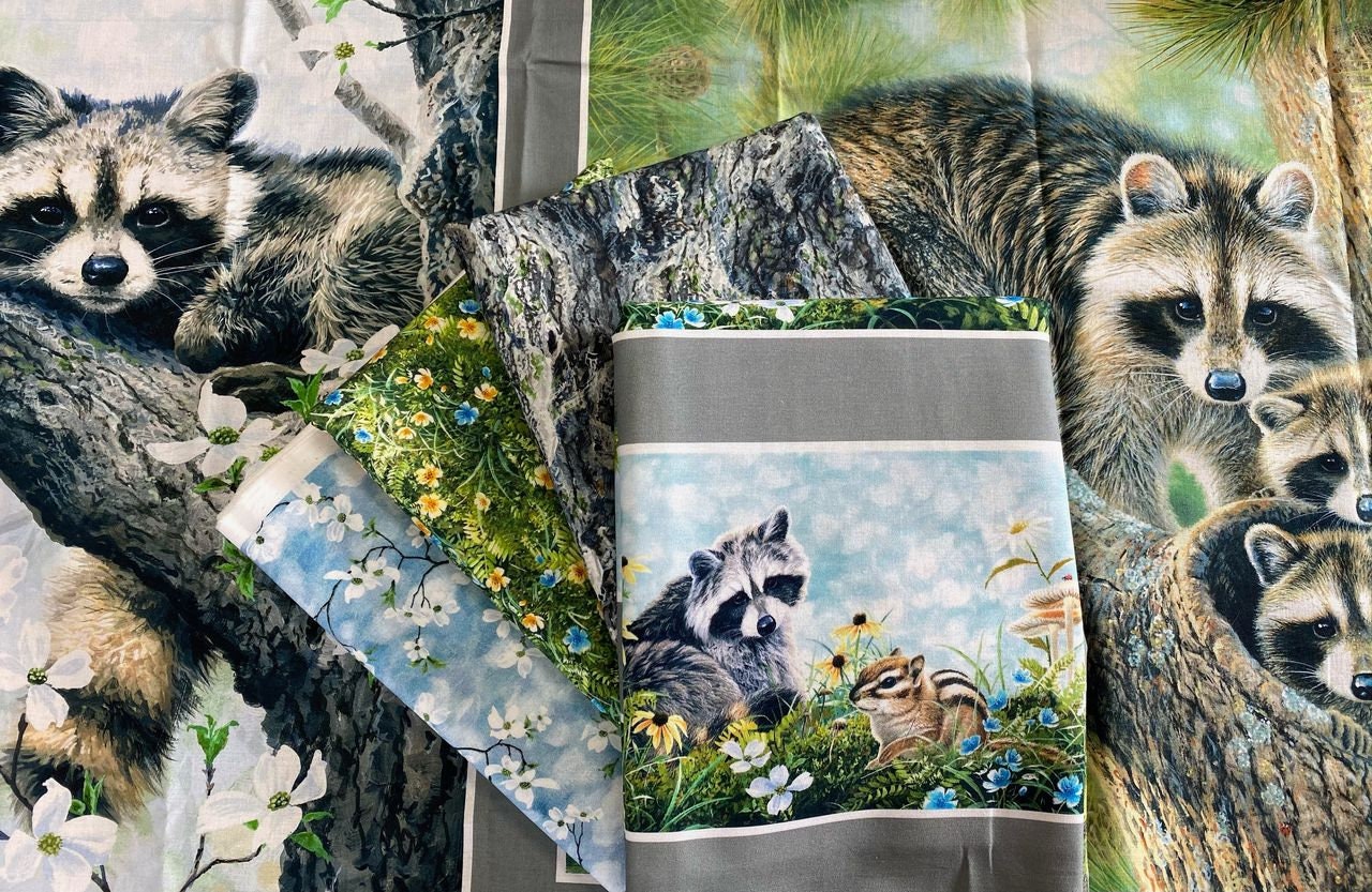 Forest Friends by Abraham Hunter Magnolia Blue FORF4327-B Digitally Printed Cotton Woven Fabric