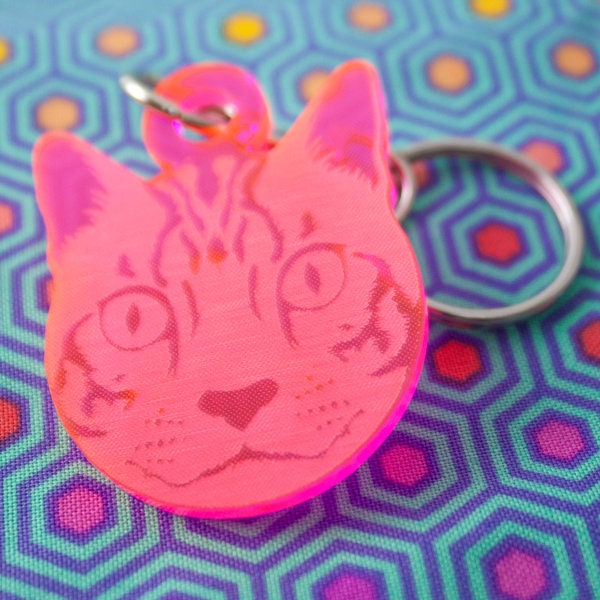 Tula Pink Acrylic Keychain Set Includes 1 of each keychains Cat, Swallow, Sewing Machine & Scissors