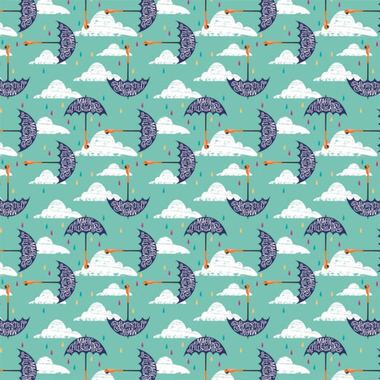 Licensed Mary Poppins 2 Umbrellas Blue 85460202-2 Cotton Woven Fabric