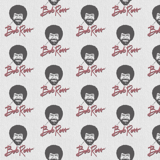 The Joy of Painting by Bob Ross Bob Ross Signature Gray 5432-19 Digitally Printed Cotton Woven Fabric