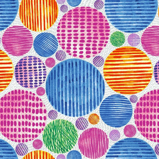Wonderland by Satin Moon Designs Circles Pink 1404-22 Cotton Woven Fabric