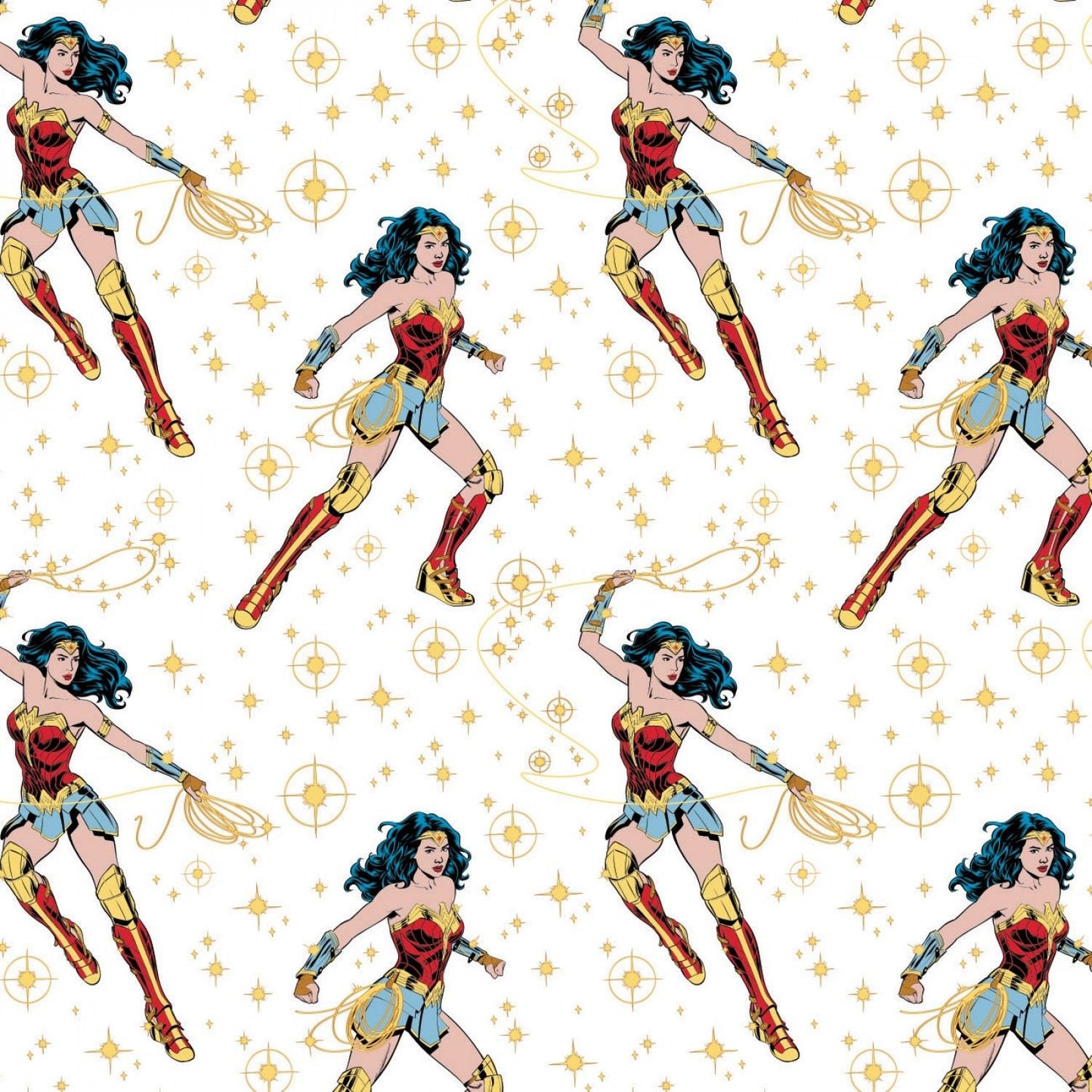 Licensed Wonder Woman 1984 Poses White 23400822-1 Cotton Woven Fabric