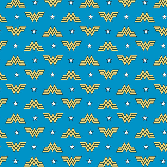 Licensed Wonder Woman 1984 Logo & Stars Blue 23400825-2 Cotton Woven Fabric