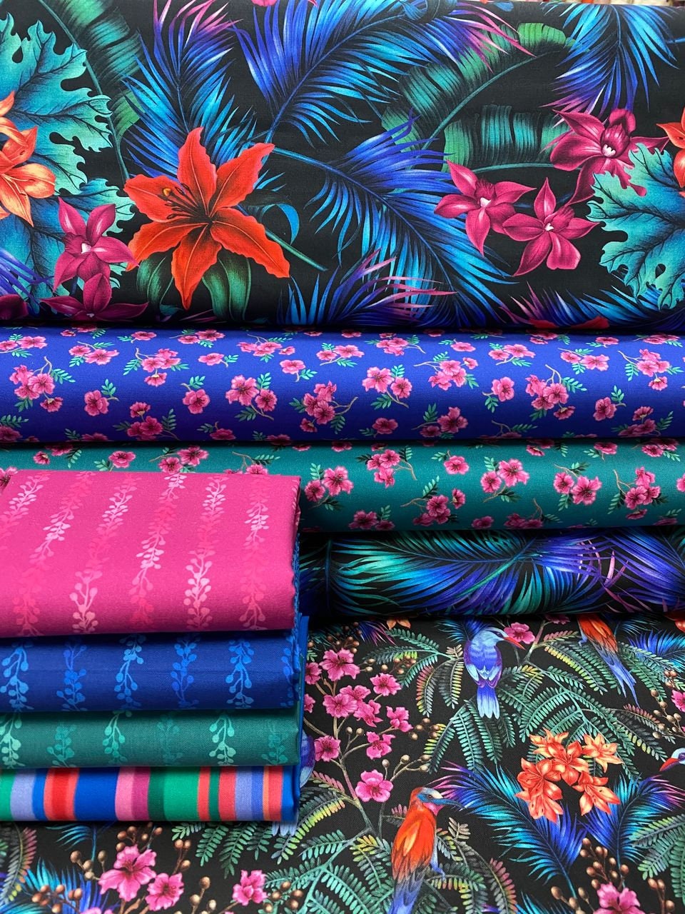 Tropical Gardens by Katya Rozz Stem Buds Fuchsia TROG4304-F Cotton Woven Fabric