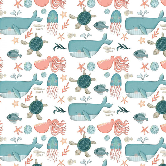 Under The Sea Sea Creatures 2682C-01 Cotton Woven Fabric