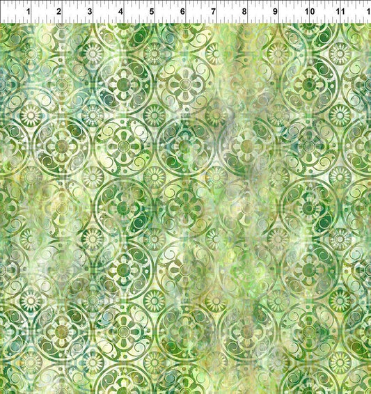 Floragraphix V by Jason Yenter Medallions Green 9fge-1 Cotton Woven Fabric