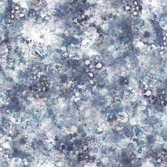 Bouquet Digiprint Dream Garden Steel RJ2207-ST1D Digitally Printed Cotton Woven Fabric