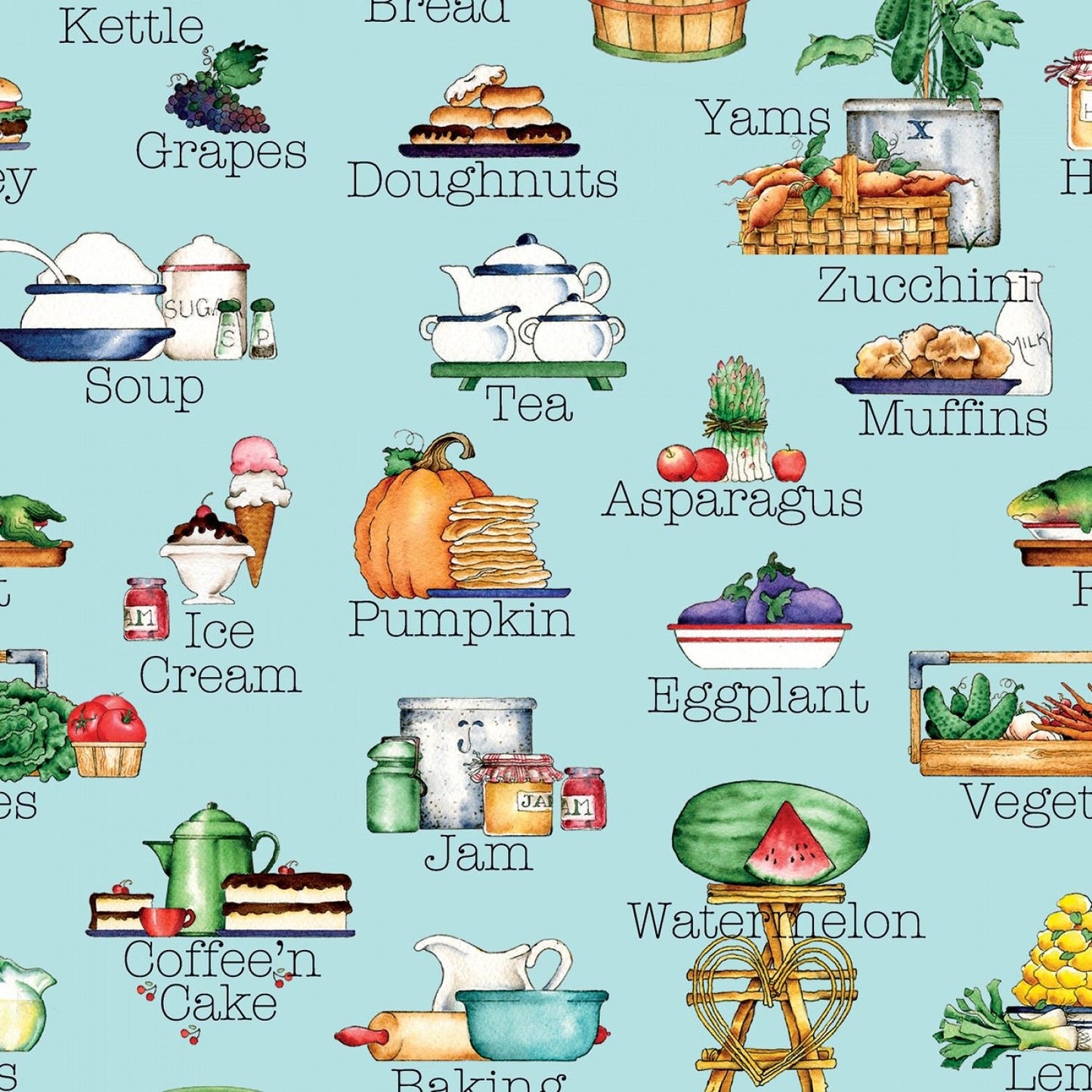 Hungry Animal Alphabet by J. Wecker Frisch Alphabet Soup Blue C10183R-BLUE Digitally Printed Cotton Woven Fabric