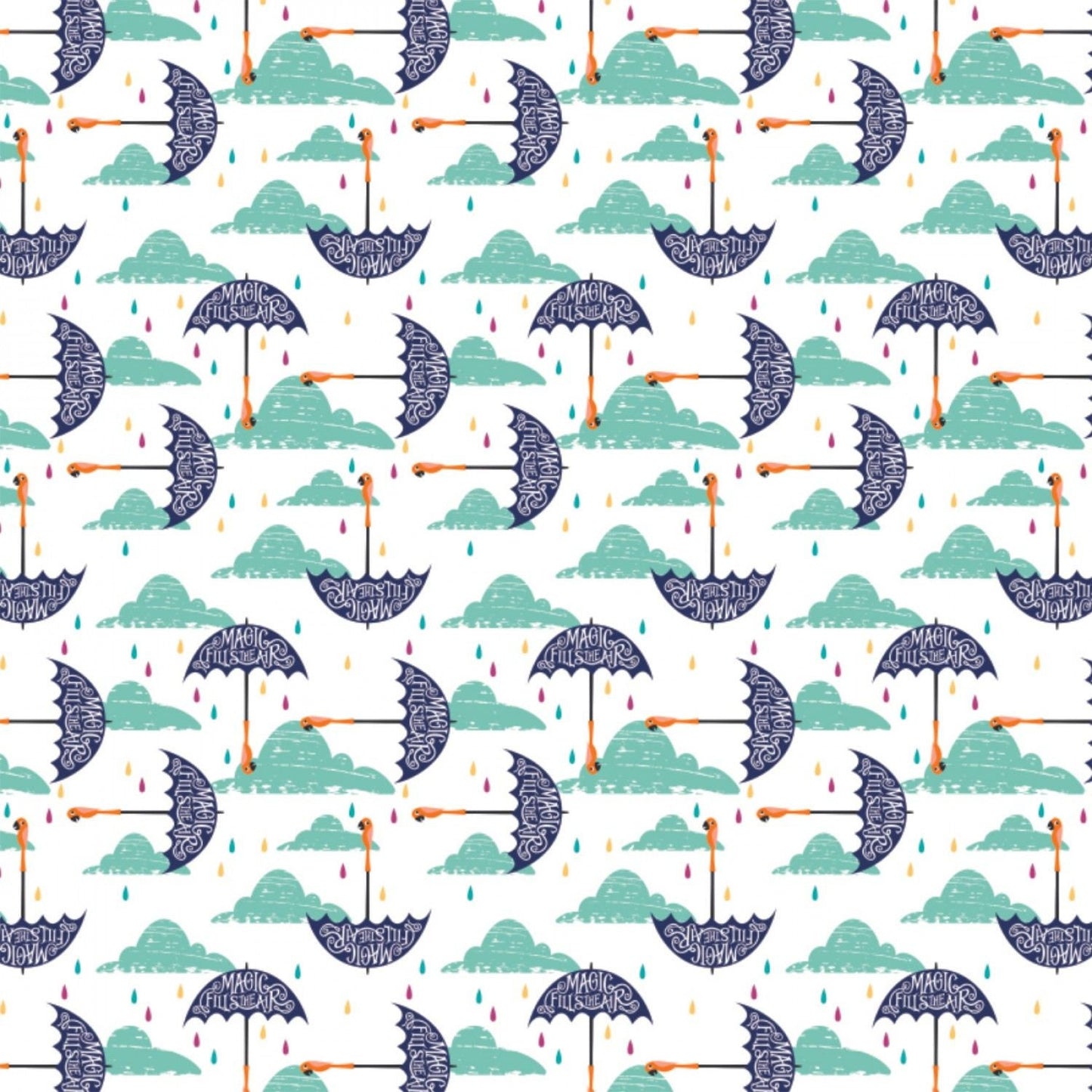 Licensed Mary Poppins 2 Umbrellas White 85460202-1 Cotton Woven Fabric