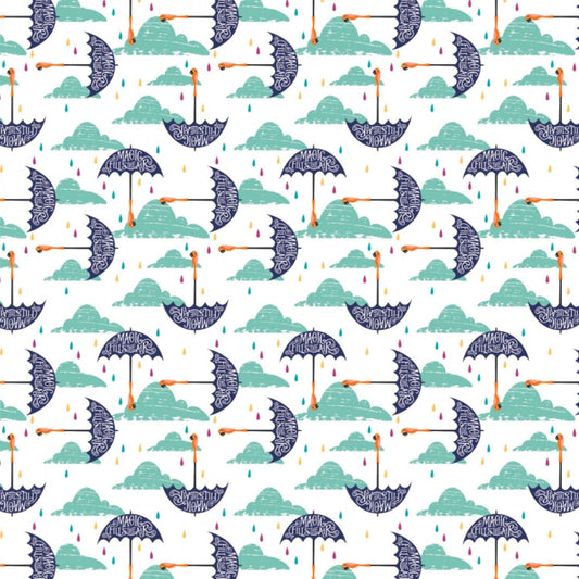 Licensed Mary Poppins 2 Umbrellas White 85460202-1 Cotton Woven Fabric